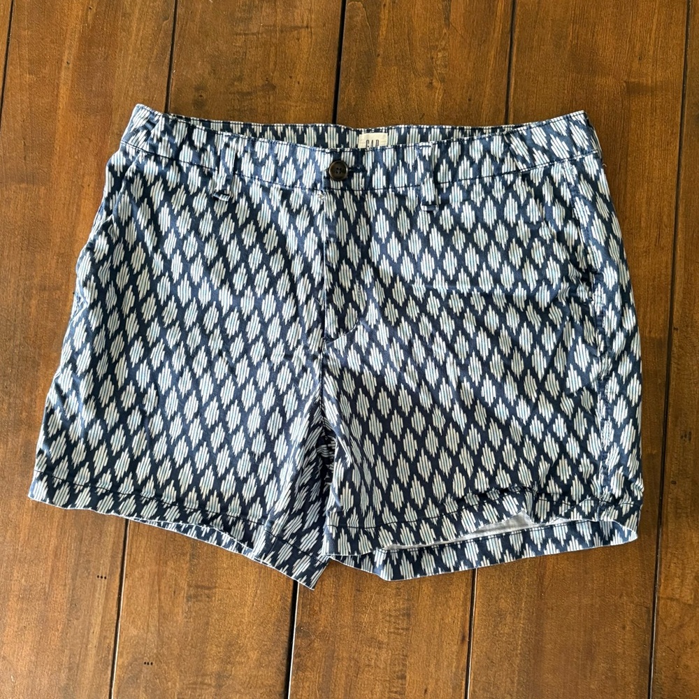 GAP Blue and White Flat Front Shorts